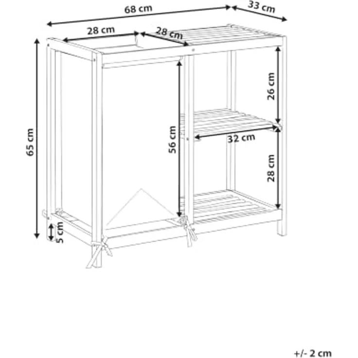 Badezimmerschrank PUILAR 68 cm mit Wäschekorb Bambus Hellbraun – Bild 3