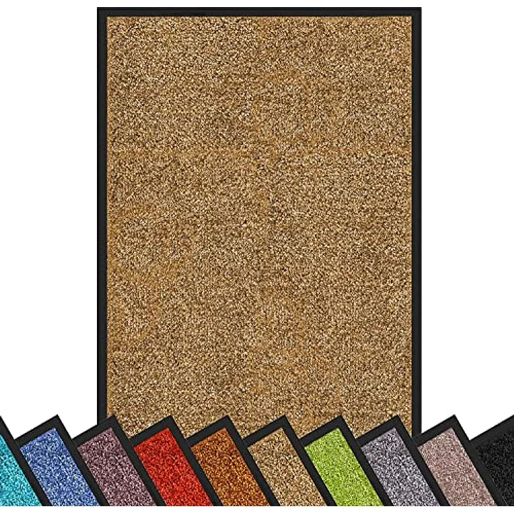 etm Hochwertige Fußmatte | schadstoffgeprüft | bewährte Eingangsmatte in Gewerbe & Haushalt | Schmutzfangmatte mit Top-Reinigungswirkung | Sauberlaufmatte waschbar & rutschfest (90x600 cm, Beige) – Bild 1