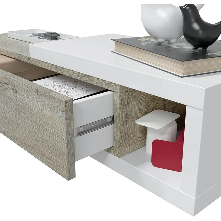 Garderoben-Set >Noon< (2-teilig) in Artik-Weiß/Alaska-Eiche - 95x19x26 (BxHxT) – Bild 5