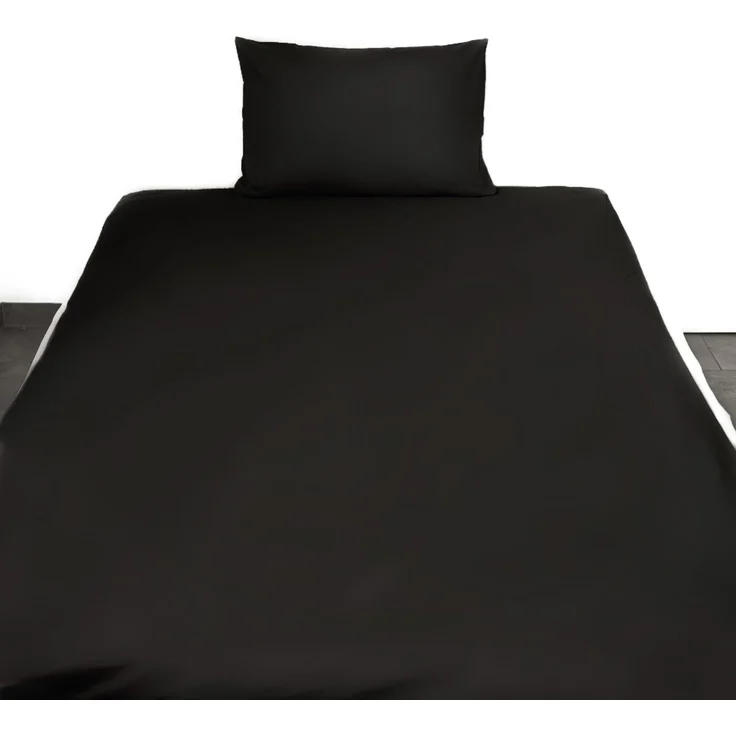 Einfarbige Bettwäschen-Sets für Einzel- und Doppelbetten, 100% Baumwolle Schwarz 155x200 cm – Bild 3
