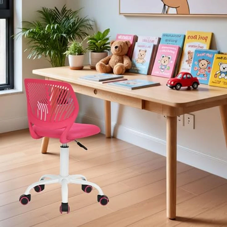 FurnitureR Kinderstuhl höhenverstellbar für Schreibtisch, ergonomischer bunter Jugendstuhl mit Rückenlehne & Armlehnen, Drehstuhl mit 5 Rollen, für Kinder 3–10 Jahre, bis 100 kg belastbar – Bild 2