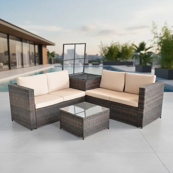 XXL Sitzgruppe Polyrattan Gartenlounge Set Sitzgarnitur Gartenmöbel Sitzecke