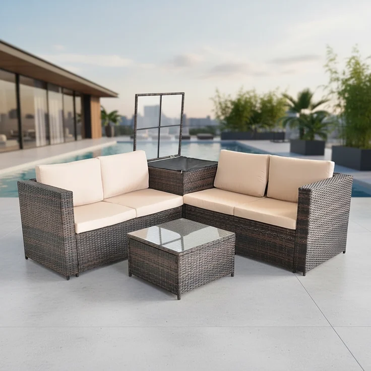 XXL Sitzgruppe Polyrattan Gartenlounge Set Sitzgarnitur Gartenmöbel Sitzecke – Bild 1