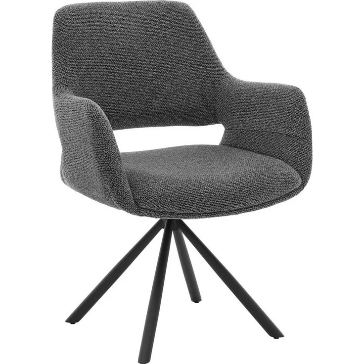 Musterring Esszimmerstuhl Tario (Set, 2 St), Gestell Eisen schwarz, 180° drehbar, Rückholmechanik, SH 48 cm – Bild 1