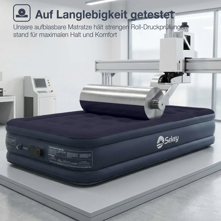 Sekey Luftbett mit integrierter Luftpumpe, Luftmatratze selbstaufblasend Camping, 203 x 102 x 40 cm, blau / blau – Bild 6
