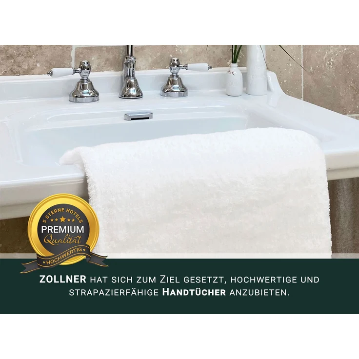 ZOLLNER 10er Set Handtücher 50x100 cm Baumwolle 450 g/qm weiß – Bild 5