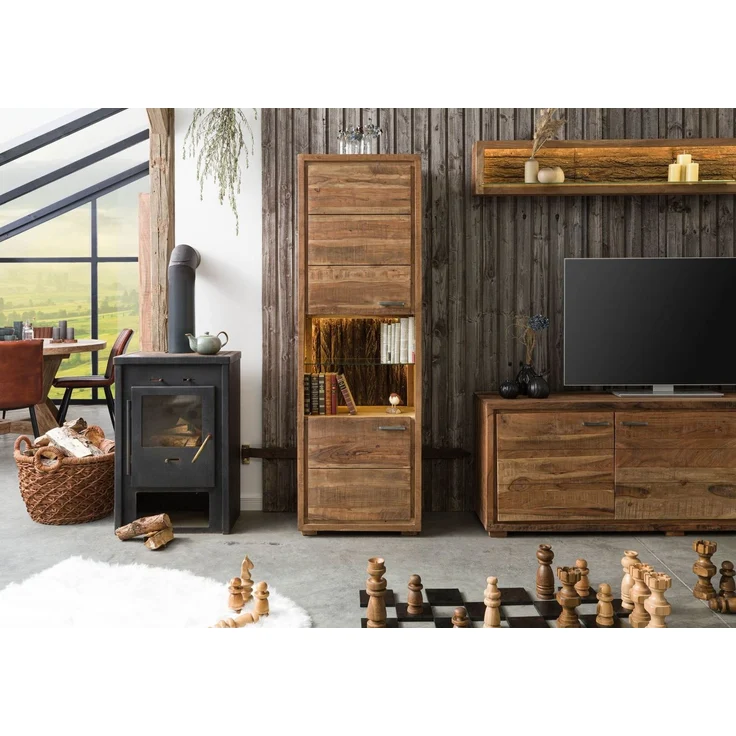 Vitrine Akazie 58x40x180 natur lackiert BARK #102 – Bild 9
