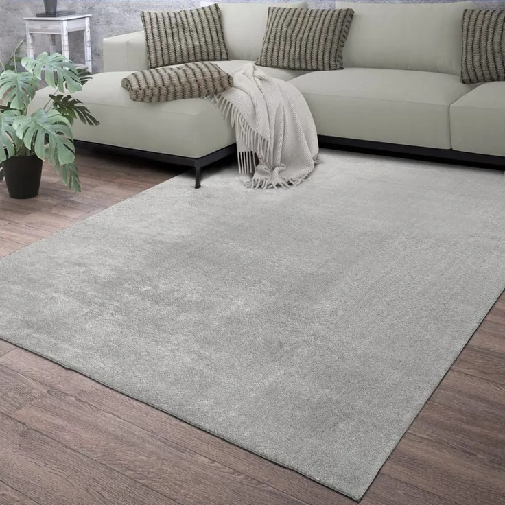 TT Home Teppich Diele, Esszimmer, Flur, Schlafzimmer, Wohnzimmer, Rechteckig, Höhe: 14 mm, Wohnzimmer Kurzflor Einfarbig Modernes Design Waschbar
