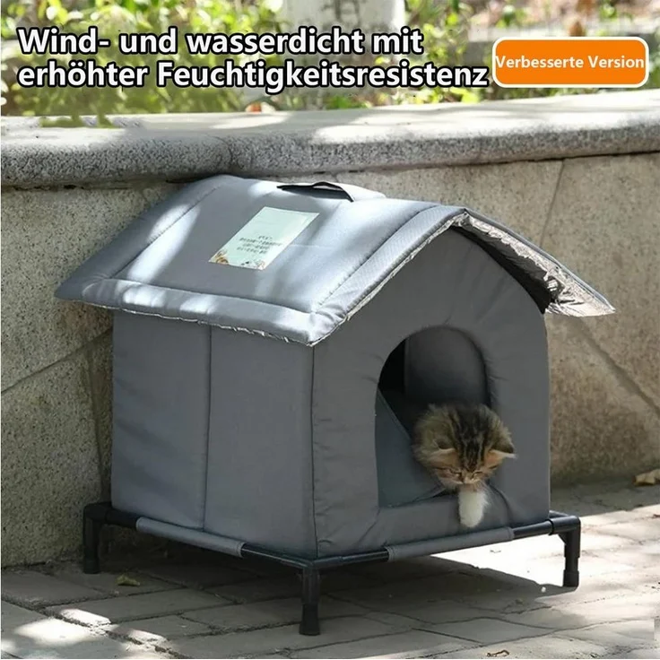 Ledander Tierhaus Wetterfestes und isoliertes Katzenhaus für draußen,Tierbett Katzenhaus, Katzenzelt, einfach aufzubauen, mit erhöhtem Boden für Schutz – Bild 2