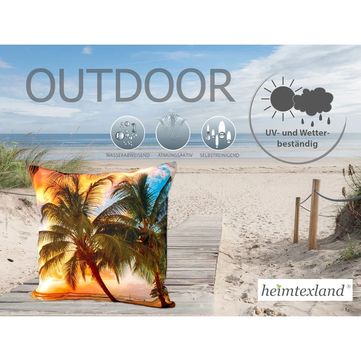 heimtexland ® Outdoorkissen Lotus Effekt 45x45 Garten Dekokissen Wasserabweisend Outdoor Lounge Deko Kissen Typ742 Südsee Sunset – Bild 3