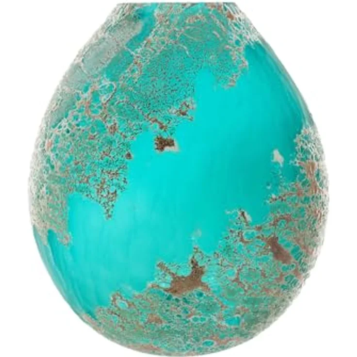 NTK-Collection Vase Ocean XL, Dekovase Tischvase in Türkis und Gold, 26,3 cm