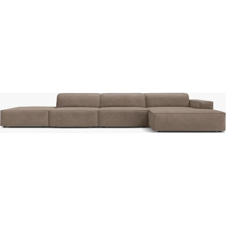 Micadoni Ecksofa Jodie 5-Sitzer Strukturierter Stoff Liberty Cappuccino Rechts