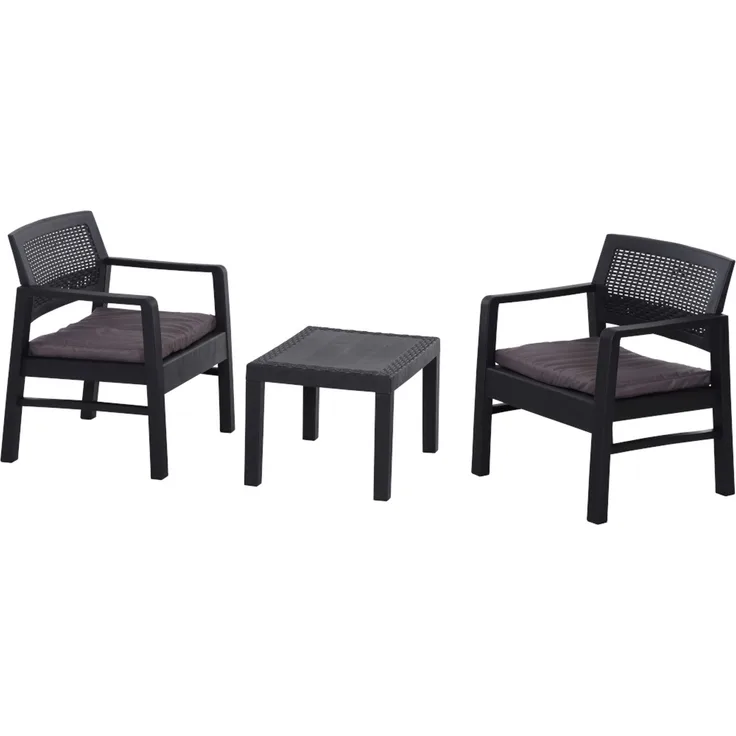 Progarden Balkon Set Kraka 3-tlg anthrazit Sitzgruppe Gartenmöbel Set Essgruppe