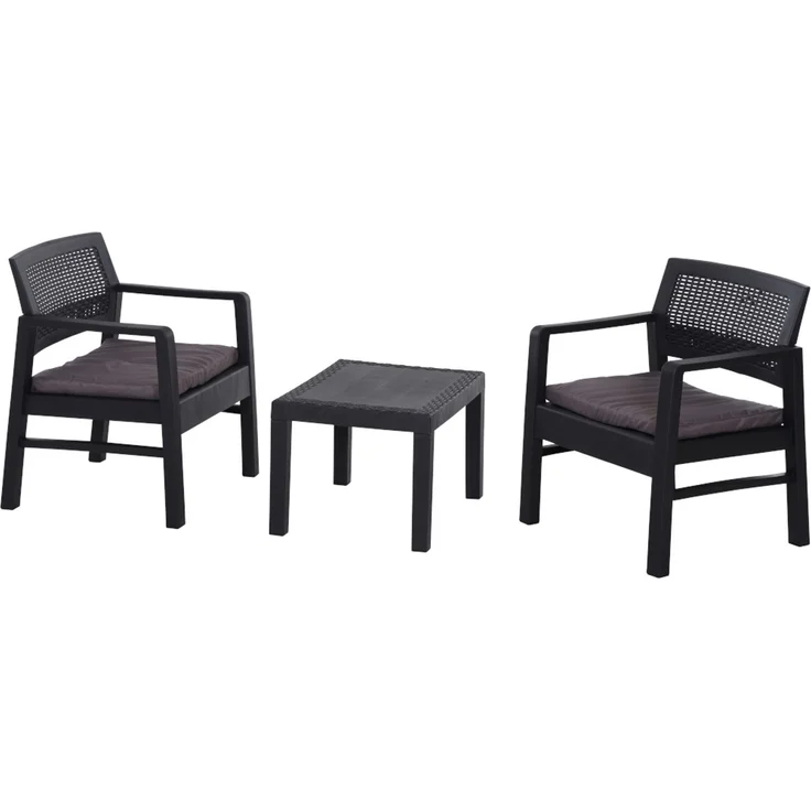 Progarden Balkon Set Kraka 3-tlg anthrazit Sitzgruppe Gartenmöbel Set Essgruppe – Bild 1