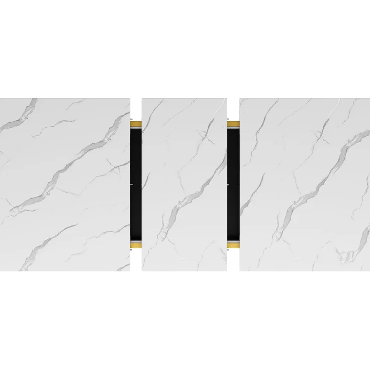 Ausziehbarer Esstisch 120-160x80x75,4 cm, Marmoroptik, goldene Kreuzbeine – Bild 6