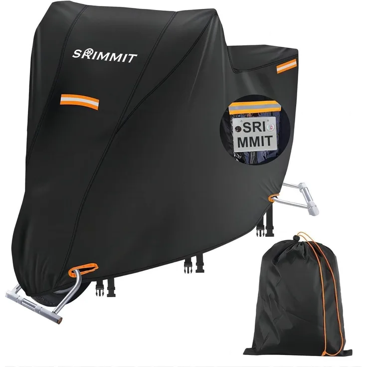 Motorrad Abdeckplane Winterfest Wasserdicht 420D Oxford-Stoff Kennzeichenfenster