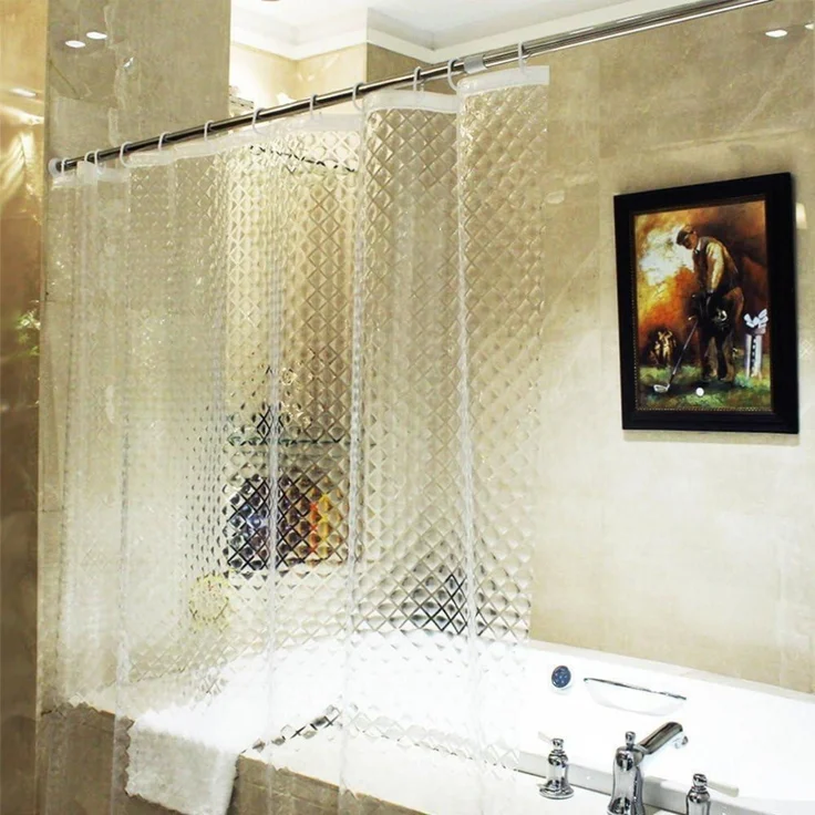 Duschvorhang 3D Rhombus Transparent Eva-Material 180x180cm Wasserdicht Schimmel – Bild 1