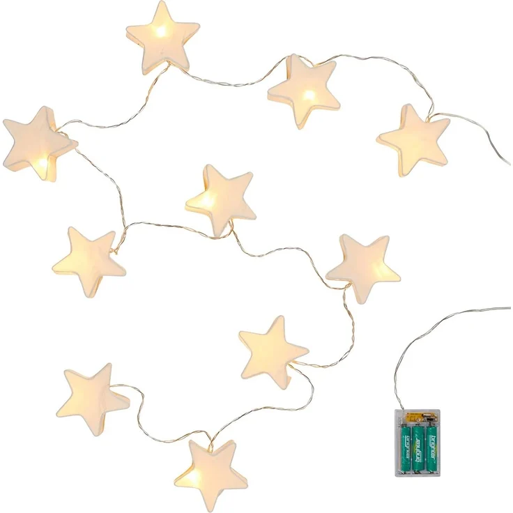 Lights4fun LED-Lichterkette 10er LED Papier Stern Lichterkette Batterie – Bild 6