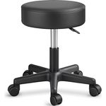 TRESKO Rollhocker höhenverstellbar Schwarz | Drehhocker 10 cm Dicke Polsterung | Arbeitshocker 360° drehbar | Hocker