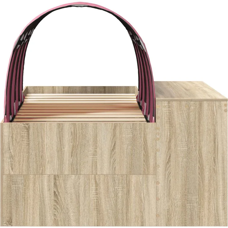 vidaXL Bett mit Tunnel 3 Stk. Artisian Eiche und Pink Holzwerkstoff 3423662 – Bild 7