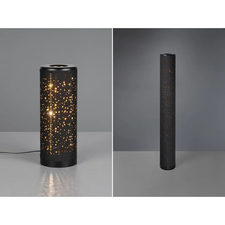 SET ausgefallene Stehlampe & Tischlampe Stoff Schwarz Gold mit Starlight Effekt – Bild 3