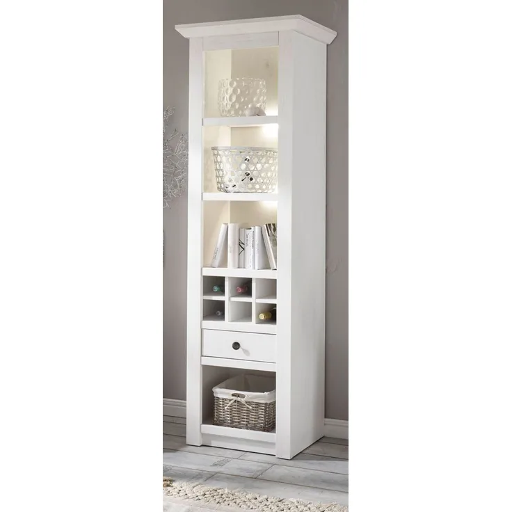 Regal Hooge in Pinie weiß Vitrine 58 x 207 cm