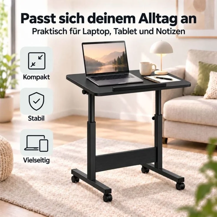 Relaxdays Laptoptisch höhenverstellbar mit Rollen – Bild 3