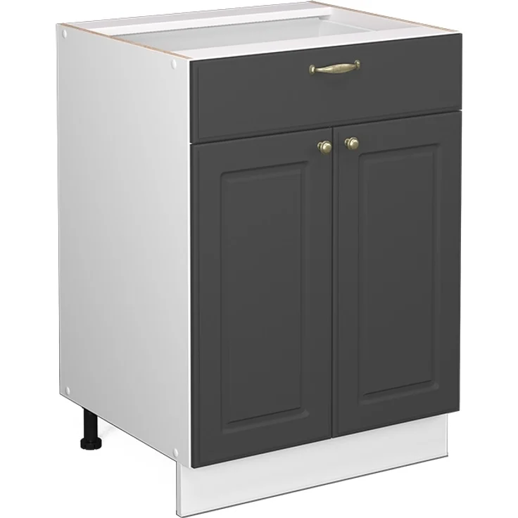 Küchenunterschrank Fame-Line Anthrazit-Gold 60 cm mit Schublade, ohne Arbeitsplatte Vicco – Bild 1