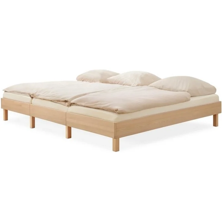 Ehrenkind Holzbett Plano, Modulares Familienbett, FSC® Zertifiziert (Familienbett, 270x200 cm, Massiv-Buche Natur, 2‑in‑1 Höhe (Bodenbett oder Standard), Modular und Höhenverstellbar – Bild 4
