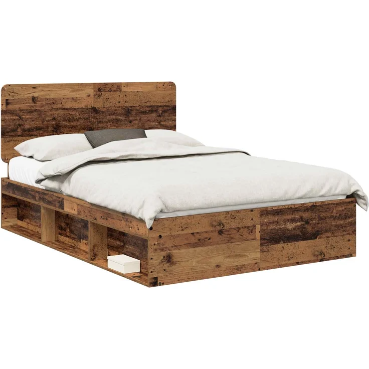 vidaXL Bettrahmen Altholz 150 x 200 cm Massives Kiefernholz 3412477 – Bild 1