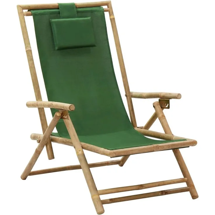 vidaXL Relaxstuhl Verstellbar Grün Bambus und Stoff 313027