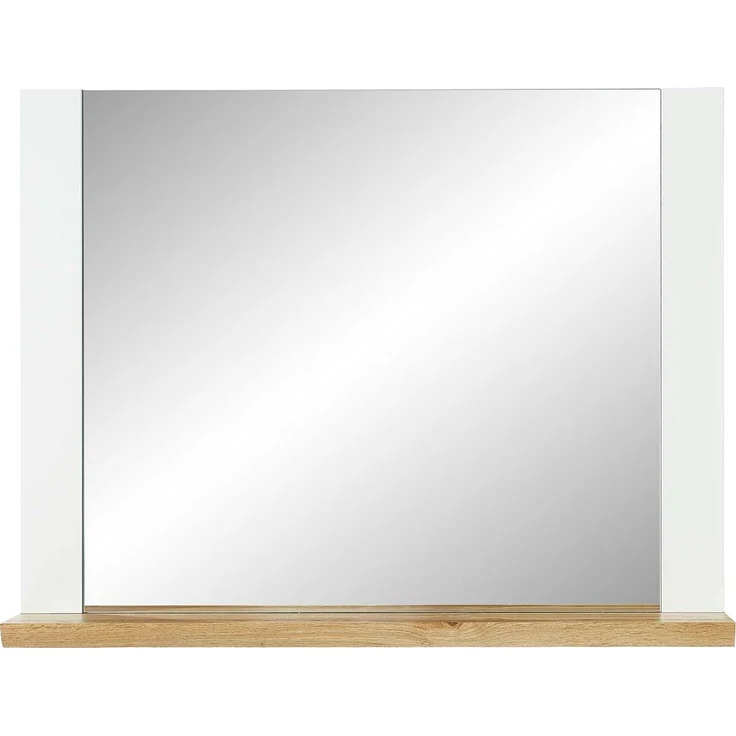 Spiegel vito Materio, Glas, Holzwerkstoff, Weiß, Holzfarben, Verspiegelt, 90 x 70 x 14 cm – Bild 1