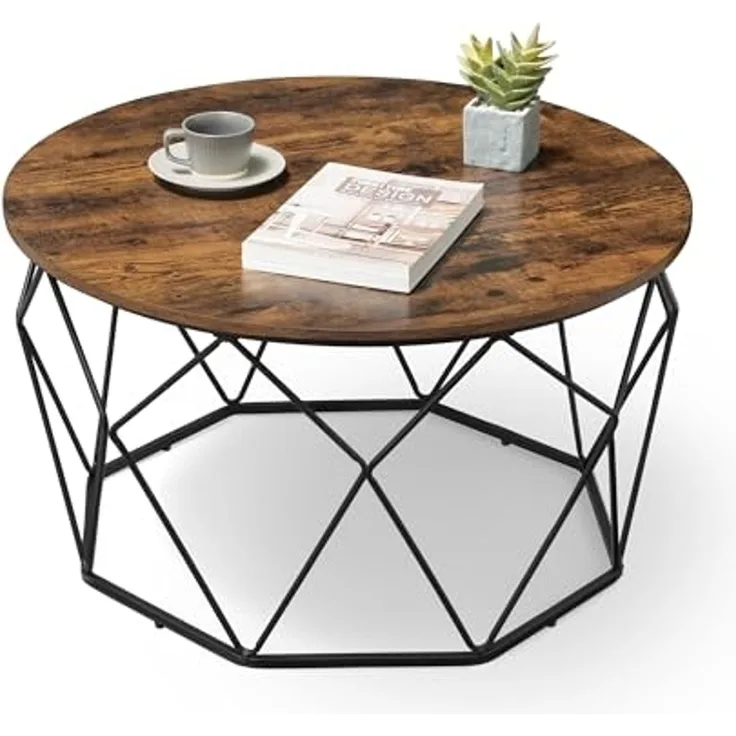 Vasagle 'LCT040B01' Couchtisch mit Stahlgestell, vintagebraun-schwarz, 45 x 80 x 80 cm