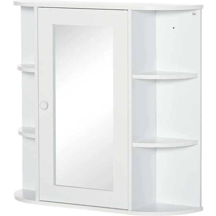 Spiegelschrank 66 x 17 x 63 cm in Weiß mit offenen Seitenregalen