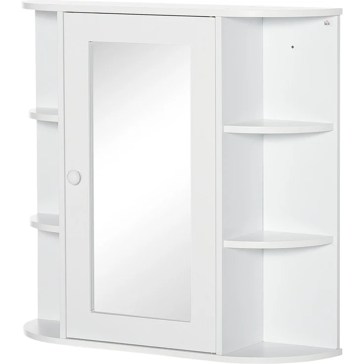 Spiegelschrank 66 x 17 x 63 cm in Weiß mit offenen Seitenregalen – Bild 1