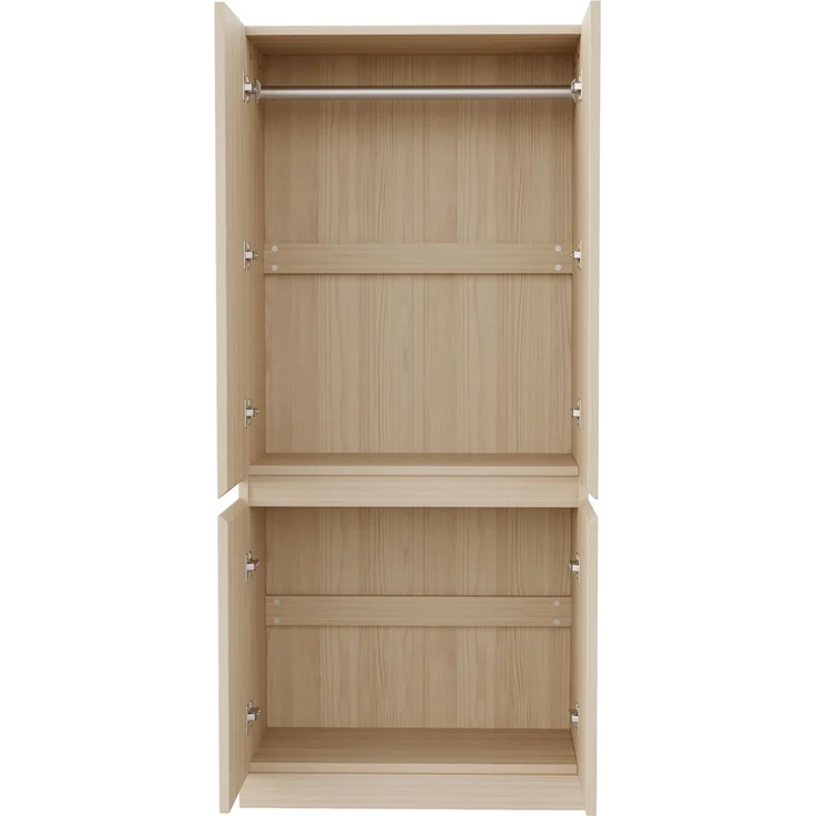 CHICFURN Kleiderschrank 70x170x40 cm aus Holz mit Doppeltüren – Stauraum auf zwei Ebenen Naturholz – Bild 4