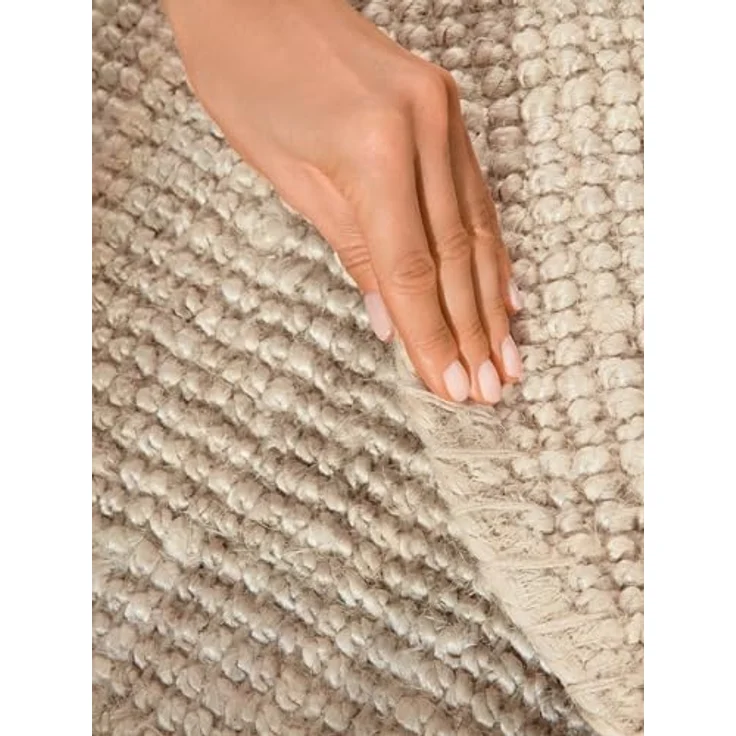 Hanse Home Jaipur Juteteppich - Natur Wohnzimmerteppich aus 100% Jute, Handgewebt & Natürlich - Robust & Pflegeleicht - Boho Naturfaser Jute Teppich für Wohnzimmer, Schlafzimmer - Weiß, Ø 160 cm – Bild 7