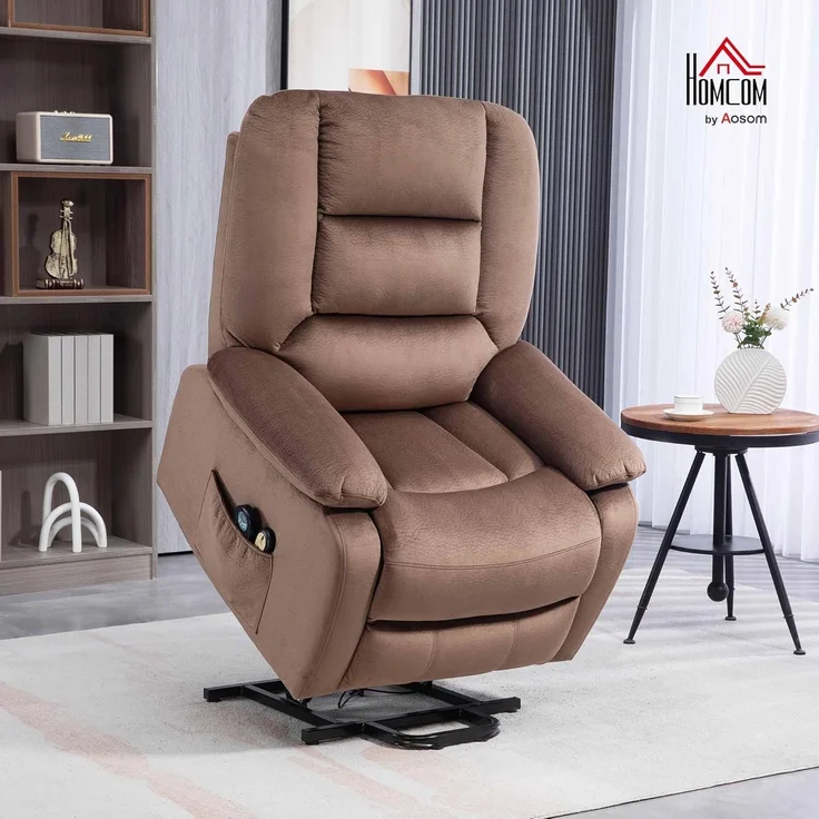 HOMCOM Massagesessel Fernsehsessel mit Aufstehhilfe Elektrisch, mit Liege-/ Wärmefunktion (TV Sessel, 1-St, Relaxsessel), für Wohnzimmer, Schlafzimmer, Braun – Bild 2