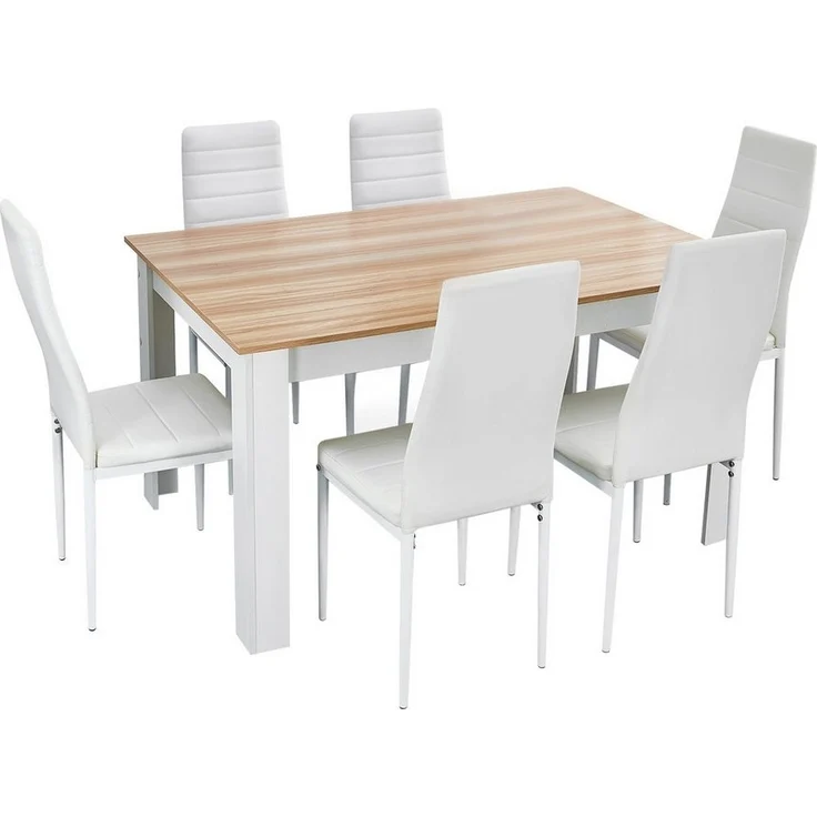 Mondeer Essgruppe Esszimmergruppe (Set, 7-tlg), mit 6 weiß Stühlen – Bild 5