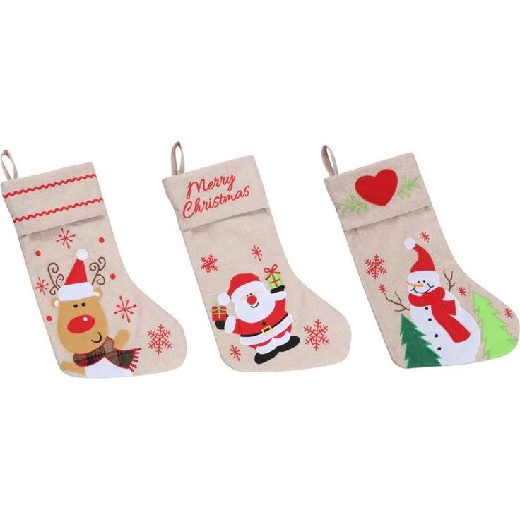 XXL Nikolausstiefel Weihnachtsstrumpf Nikolausstrumpf für Weihnachtsdeko 45cm Schneemann