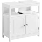 VASAGLE Waschbeckenunterschrank, Badezimmerschrank, Aufbewahrungsschrank mit 2 Türen, offenes Fach, 60 x 30 x 60 cm, skandinavischer Stil, mattweiß BBC301W01