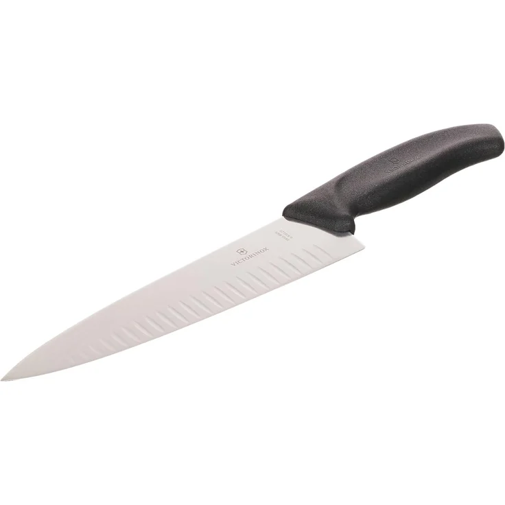 Victorinox Swiss Classic Tranchiermesser, extra breite Klinge, 20 cm Klinge, Kullenschliff, Spülmaschinengeeignet, Geschenkbox, schwarz