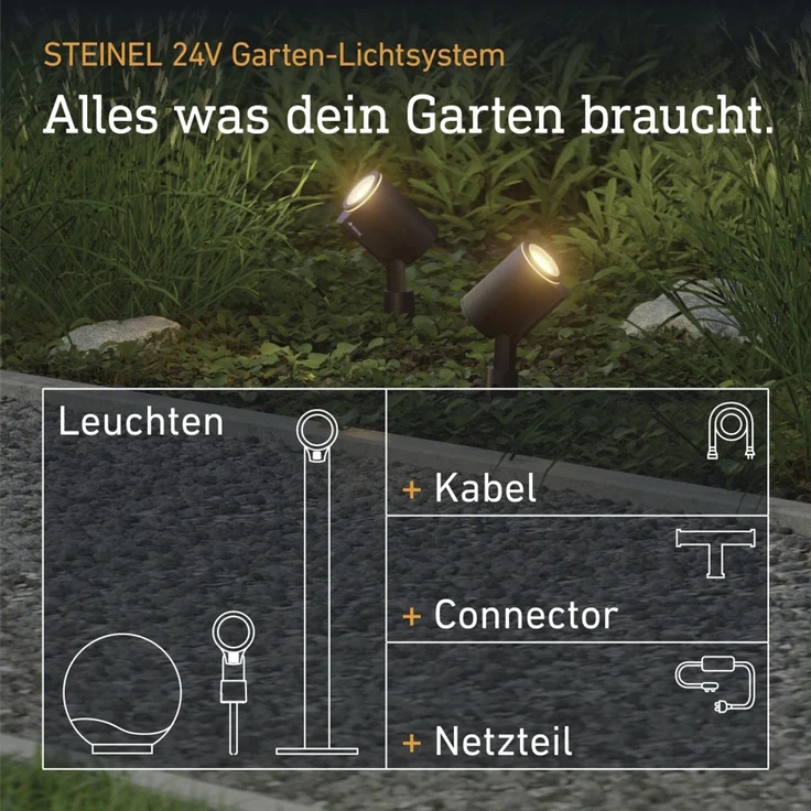 Steinel Gartenstrahler Spot Garden C 24V, inkl. Erdspieß, RGBWW, 16 Mio. Farben, dimmbarer Spotstrahler, App-Steuerung, Plug & Play, IP65, Anthrazit – Bild 2