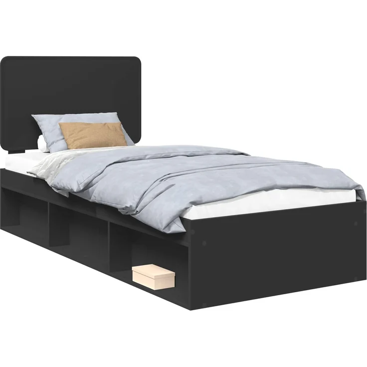 vidaXL Bettrahmen Schwarz 90 x 200 cm Massives Kiefernholz 3412534 – Bild 1
