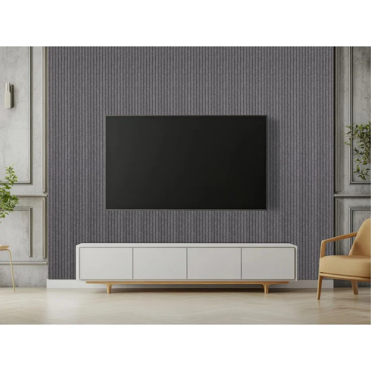 ondeco Akustikpaneel 20x240cm Wandpaneele Filz, B1 Brandschutz, schallabsorbierend, 3D Design Anthrazit 20 x 240cm