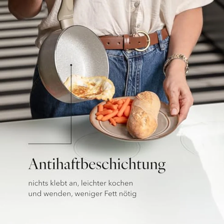 FLORINA Aluminium Kasserolle ISLA 16 CM 1,1L | Kleiner Kochtopf mit Antihaftbeschichtung | Schnelles und gleichmäßiges Erhitzen | Soft-Touch-Griff | Ästhetisches Design, Grau – Bild 5