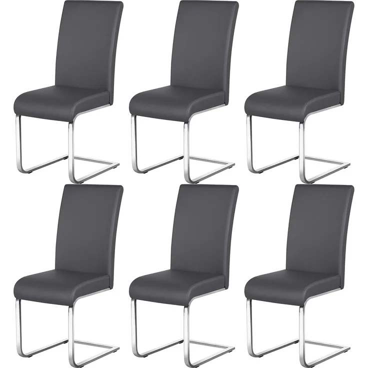 Yaheetech 6er Set Esszimmerstühle Wohnzimmerstuhl Küchenstuhl Schwingstuhl, Belastbarkeit 135 kg Grau