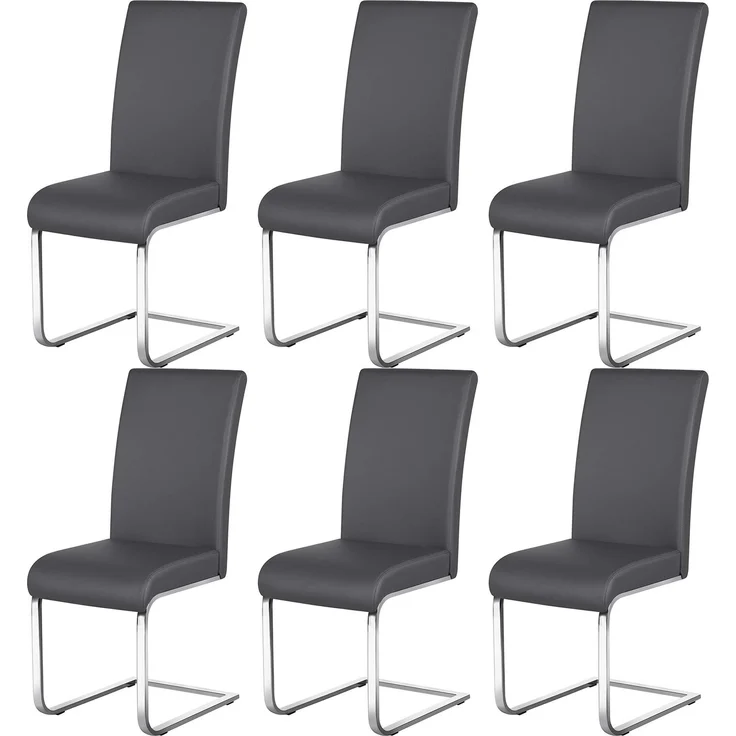 Yaheetech 6er Set Esszimmerstühle Wohnzimmerstuhl Küchenstuhl Schwingstuhl, Belastbarkeit 135 kg Grau