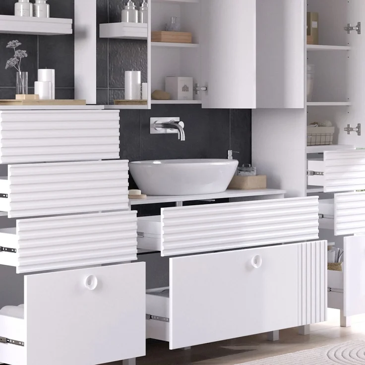 Badmöbel-Set Sola Weiß 5-teilig Vicco – Bild 5