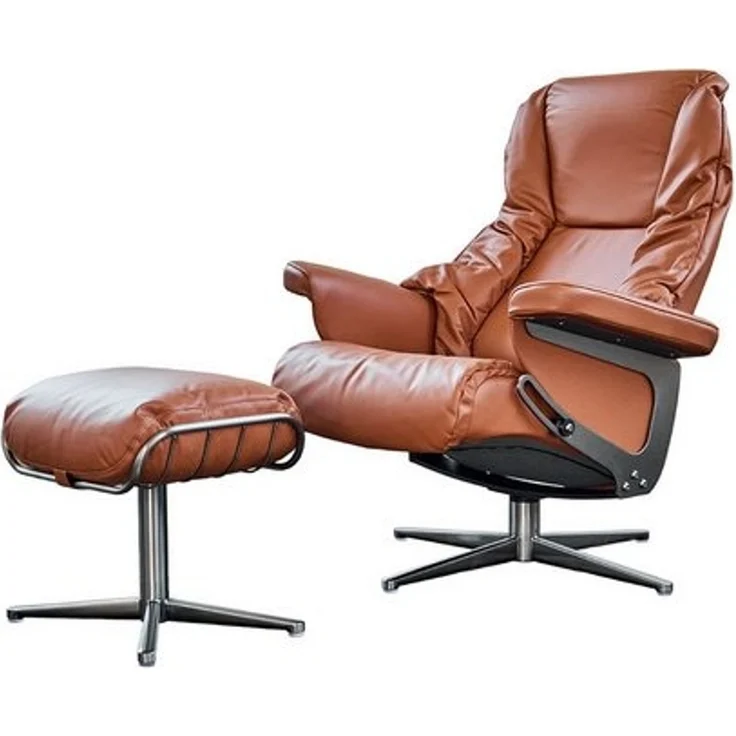 KAWOLA Drehsessel MODO, Relaxsessel Leder mit Hocker verschiedene Farben – Bild 4